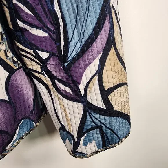 Alfred Dunner Womens Reversible Floral Quilted Jacket Open Front 10P Lightweight - Picture 6 of 9